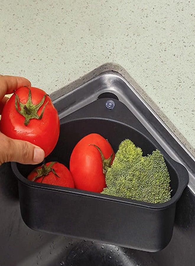 Evona Kitchen Corner Sink Drain Strainer Basket, Triangle Multifunction Kitchen Sink Food Catcher Basket Waste Filter Wash Fruit (Black) - Image 4